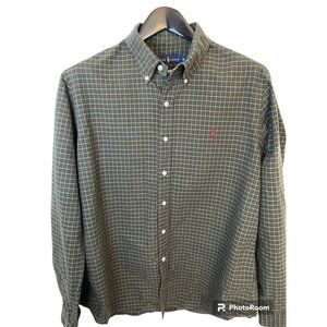 Ralph Lauren Blue Label Men's XL Plaid Green Yellow Red Long Sleeve Cotton Shirt